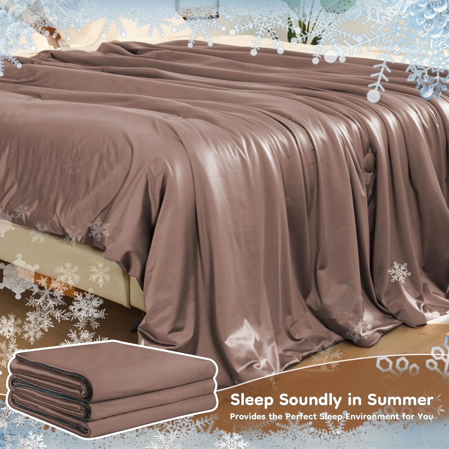 Cooling Comforter King Summer Blanket for Hot Sleepers, Silky-Soft & Cool Fiber, All-Season Comfort, Double-Sided Cold Blanket for Night Sweats, 90" x 108", Terracotta