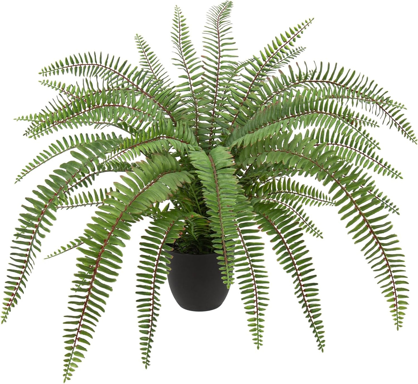 Hollyone Large Artificial Fern Potted Plant for Outdoors Indoors Lifelike Faux Boston Fern Artificial Plants in Black Pot for Garden Patio Home Farmhouse Windowsill Office Decoration