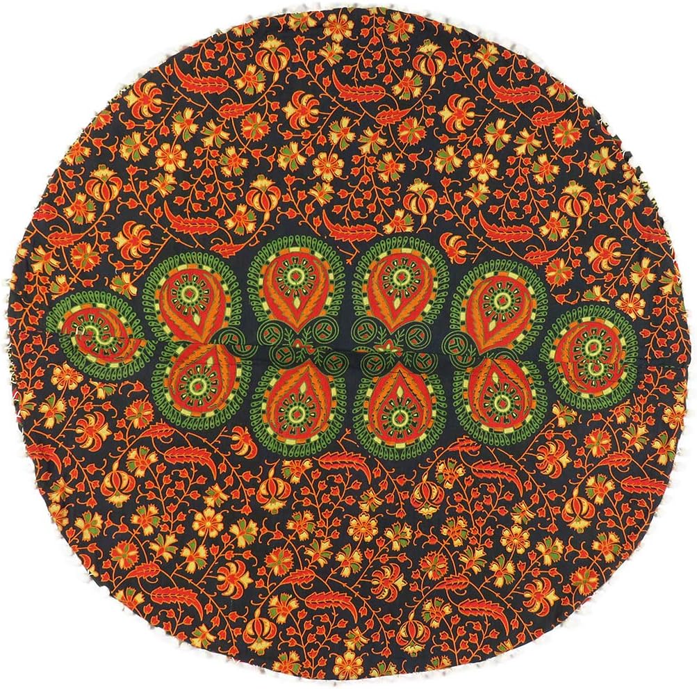 Eyes of India - Mandala Floor Pillow Cover Meditation Cushion Seating Throw Hippie Round Colorful Decorative Bohemian Indian Pouf Ottoman Handmade Cover ONLY (A1 Green, 32" x 32")