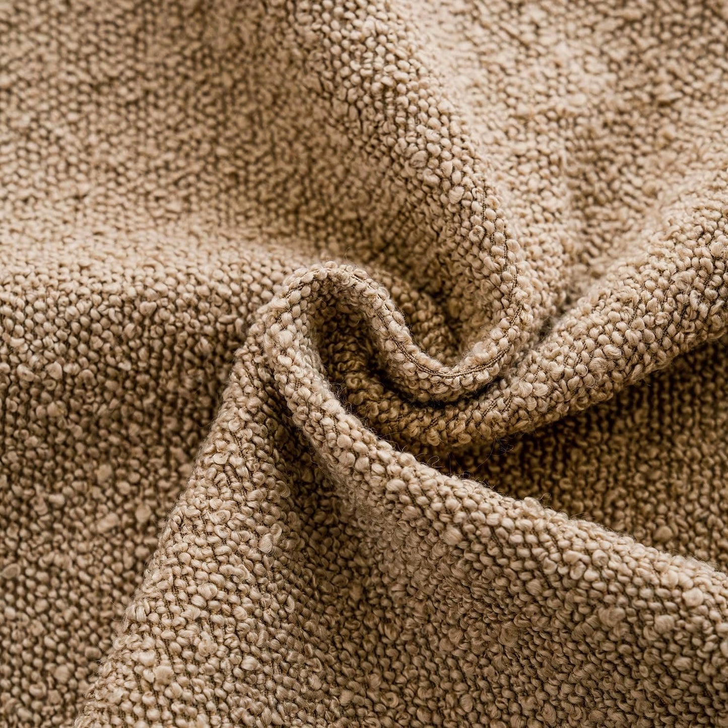 Foindtower Set of 2, Decorative Textured Boucle Throw Pillow Covers Accent Solid Pillow Cases Soft Cozy Couch Cushion Case for Chair Sofa Bedroom Living Room Home Decor 24 x 24 Inch Taupe Khaki Camel