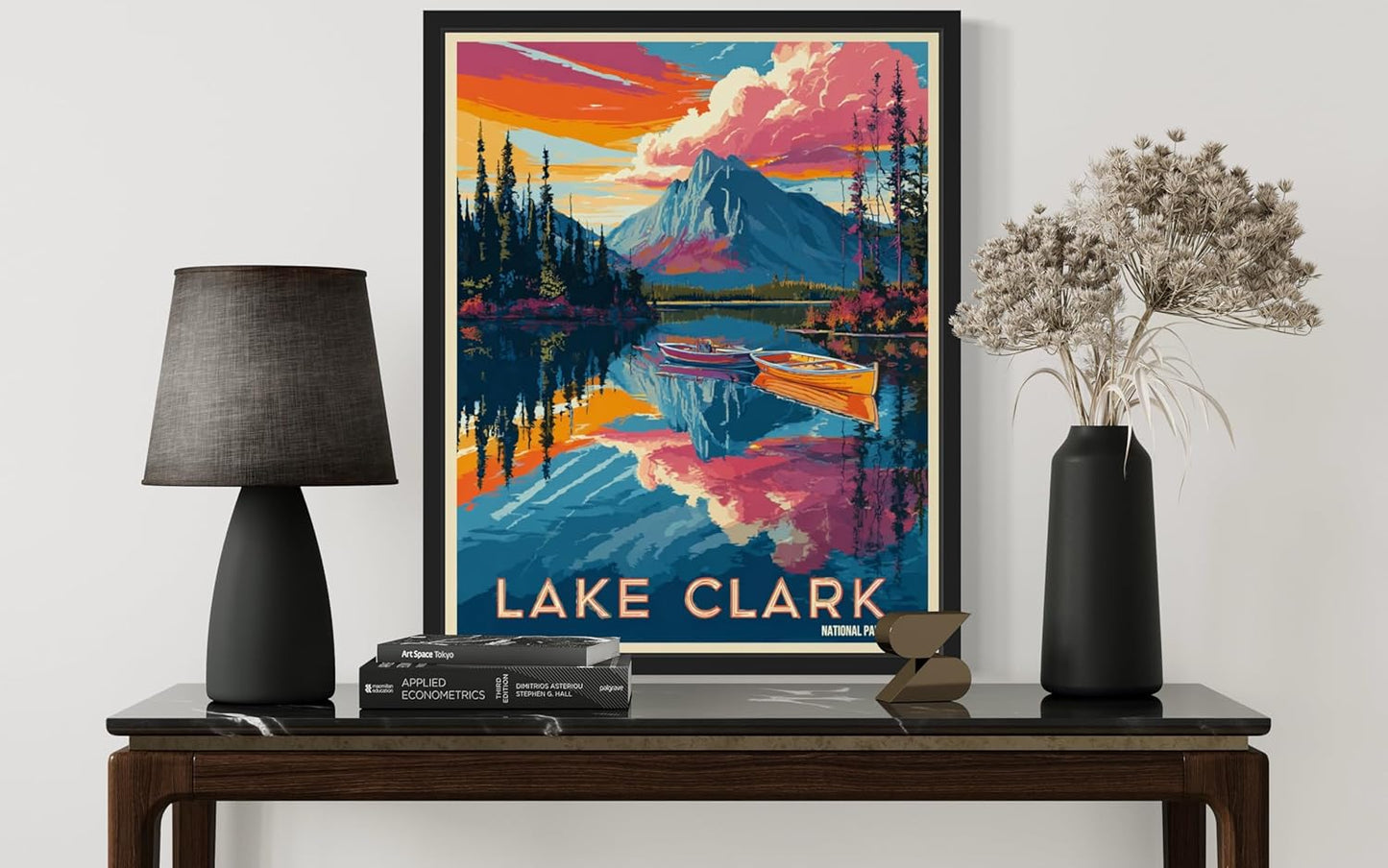 Lake Clark National Park Art Print Poster, Vintage Retro Pop Art Travel Wall Art Bedroom Bathroom Living Room Decor 185 (Lake Clark, 16 x 20 inches, Unframed)