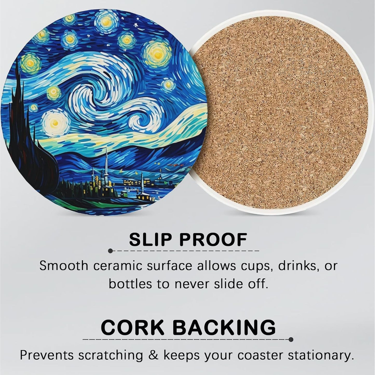 Coasters for Drinks Absorbent with Holder,Abstract Starry Sky Sets of 6 Durable Cup Coaster for Coffee Table Protection,Great Housewarming Birthday Gifts,Home Decor