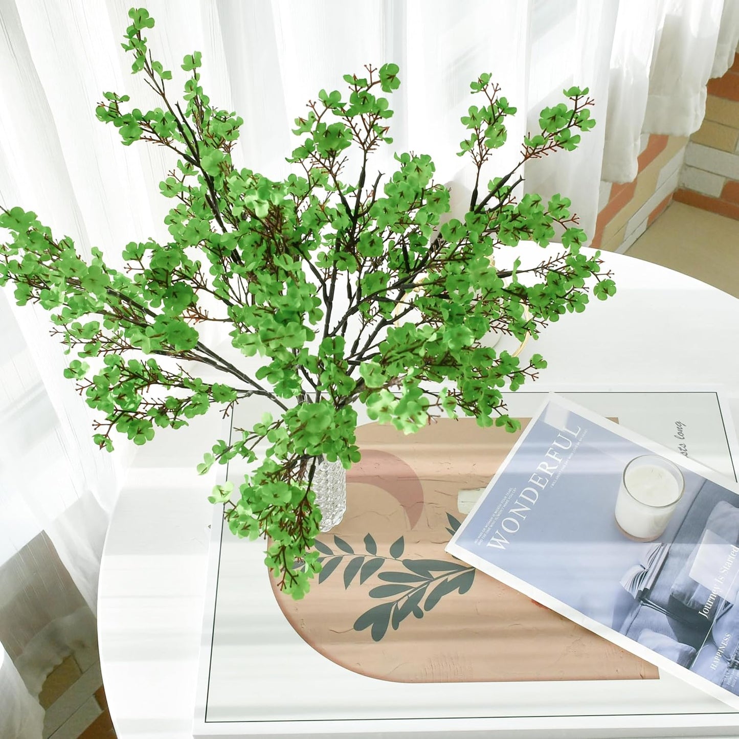 Mandy's Green Artificial Baby’s Breath Flowers 6 Bundles Silk Gypsophila with Bendable Stems for Fall Centerpiece Wedding Decor and Table Arrangements