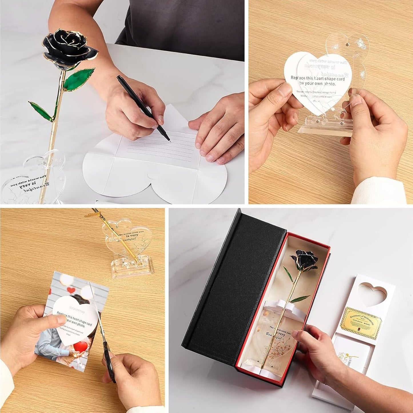 Gold Dipped Infinity Rose Last Forever Flower Decor, Birthday Gift for Women in Her Birthday Mothers Day, Resin Preserved Rose | Anniversary Present for Mom (Black)