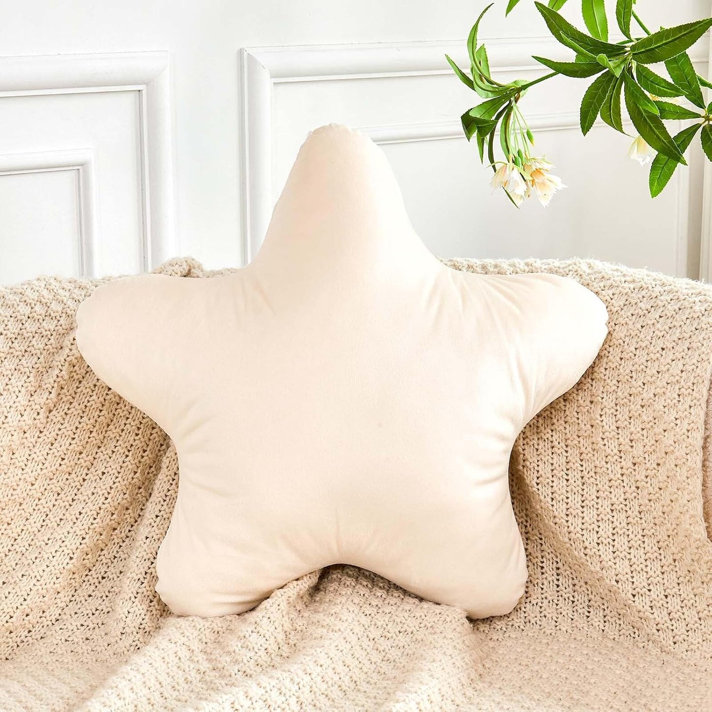 Beige Star Throw Pillow, Cute Star Pillow Room Decor, Soft 14.9" Star Shaped Decorative Throw Pillow for Bedroom, Star Plush Floor Cushions Pillows