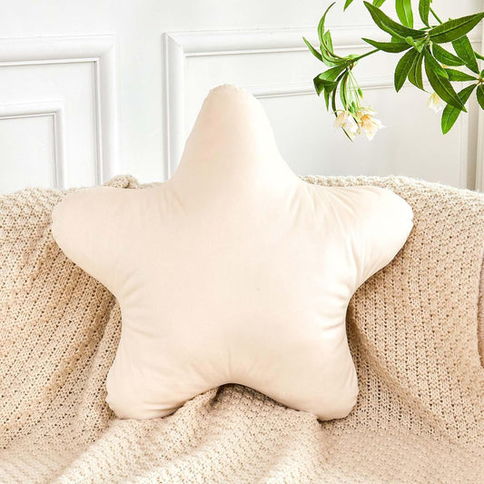 Beige Star Throw Pillow, Cute Star Pillow Room Decor, Soft 14.9" Star Shaped Decorative Throw Pillow for Bedroom, Star Plush Floor Cushions Pillows