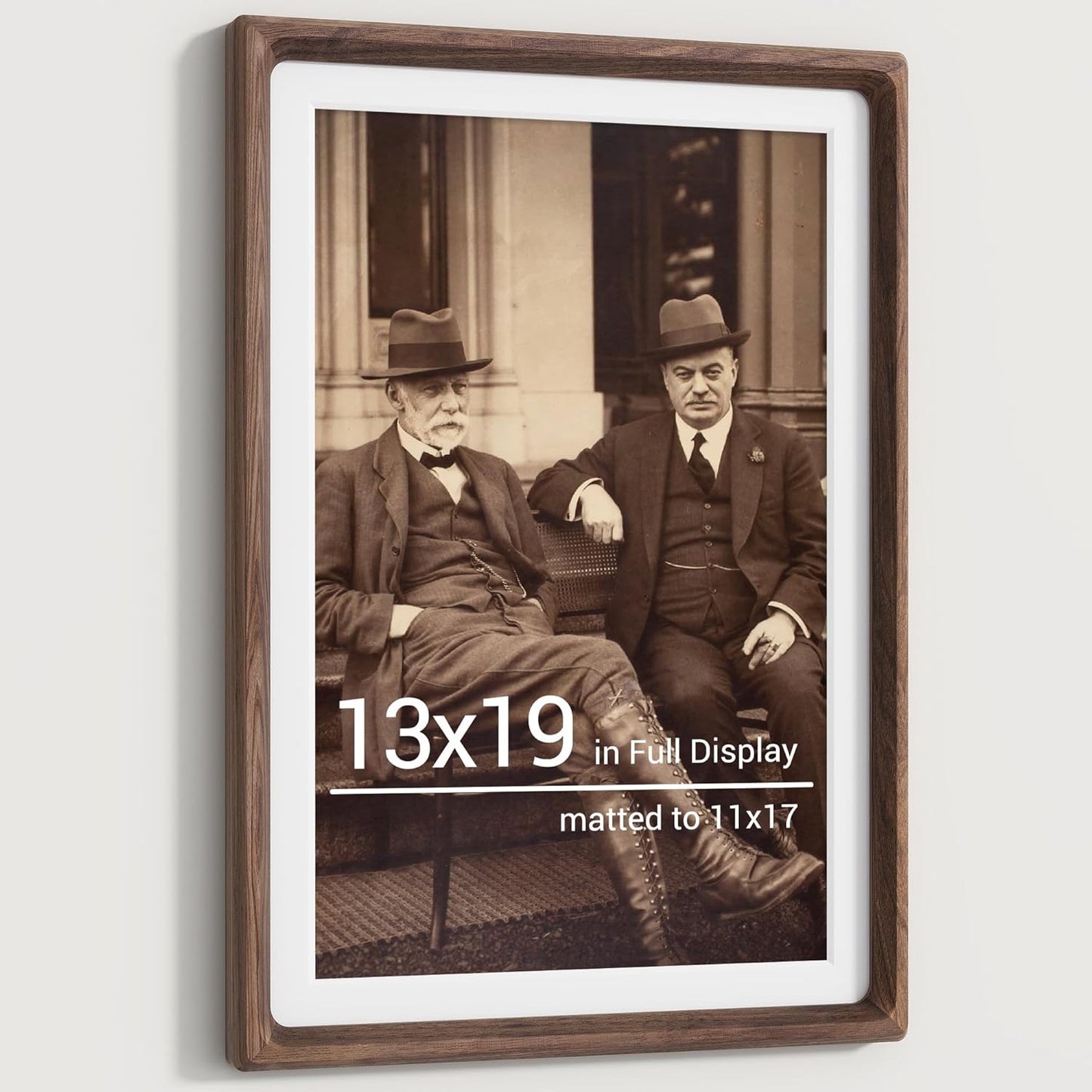 Heimlove 13x19 Picture Frames Natural Walnut,Original Wood Hand Make Crafted Certificate Frame with Mat to 9x12 Graduation Picture Display,Family Picture,Wedding Picture,Diploma,Photo Wall Mounted