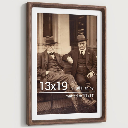 Heimlove 13x19 Picture Frames Natural Walnut,Original Wood Hand Make Crafted Certificate Frame with Mat to 9x12 Graduation Picture Display,Family Picture,Wedding Picture,Diploma,Photo Wall Mounted