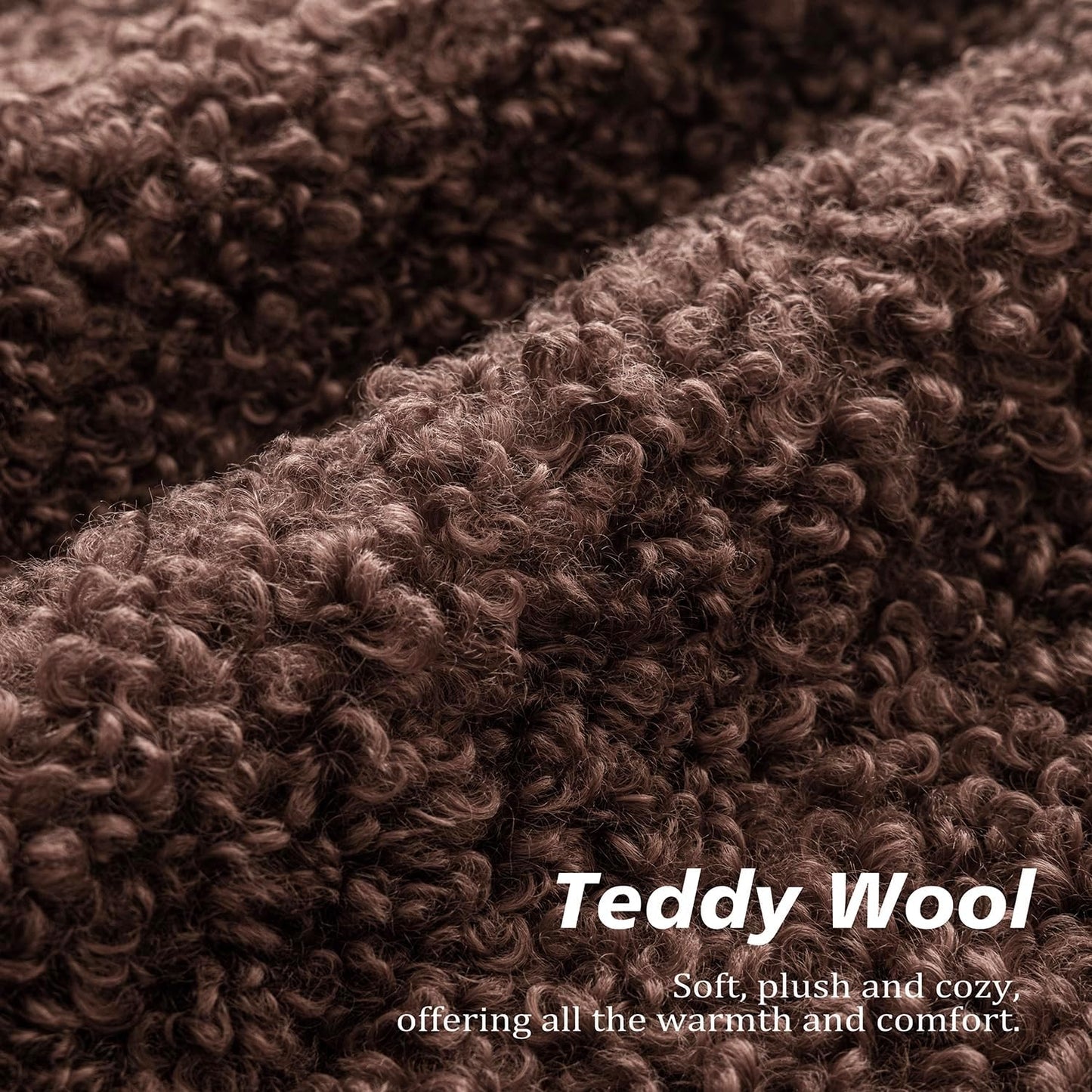 Foindtower Set of 2 Curly Teddy Wool Pillow Covers Decorative Boucle Textured Lumbar Throw Pillow Faux Fur Sherpa Pillowcases Sheepskin Fuzzy Cushion Case for Sofa Bedroom Car 12"x20" Red Brown