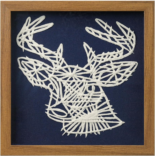 FOLKOR Framed Wall Art for Nursery Bedroom Above Desk, 3D Floating Deer Statue Rice Paper Shadow Box Art Decor for Home Office Gallery Wall, Vivid Handmade Artwork for Christmas Holiday Decoration