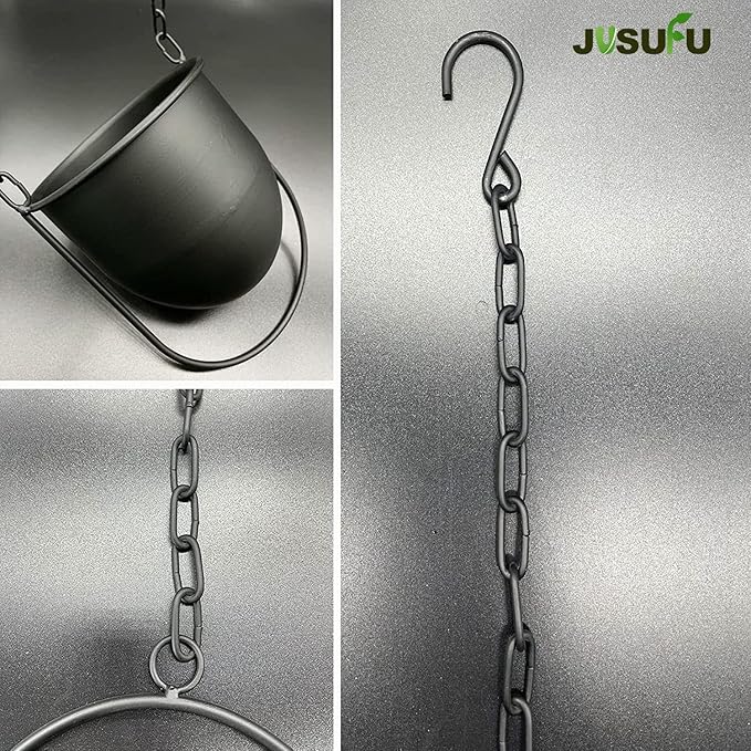 Metal Hanging Planters for Indoor and Outdoor Plants (Black)