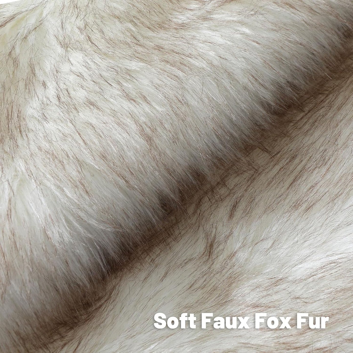 FUTEI Coffee White Decorative Throw Pillow Covers 16x16 Inch Set of 2,Soft Fluffy Faux Fox Fur Textured Cushion Case,Modern Home Decor for Couch Living Room