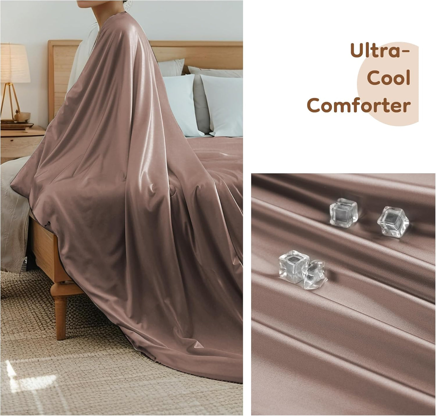 Cooling Blanket Twin Summer Comforter for Hot Sleepers, Silky-Soft & Cool Fiber, Double-Sided Cold Blanket for Night Sweats, Single Size All-Season Comfort, 60" x 80", Terracotta