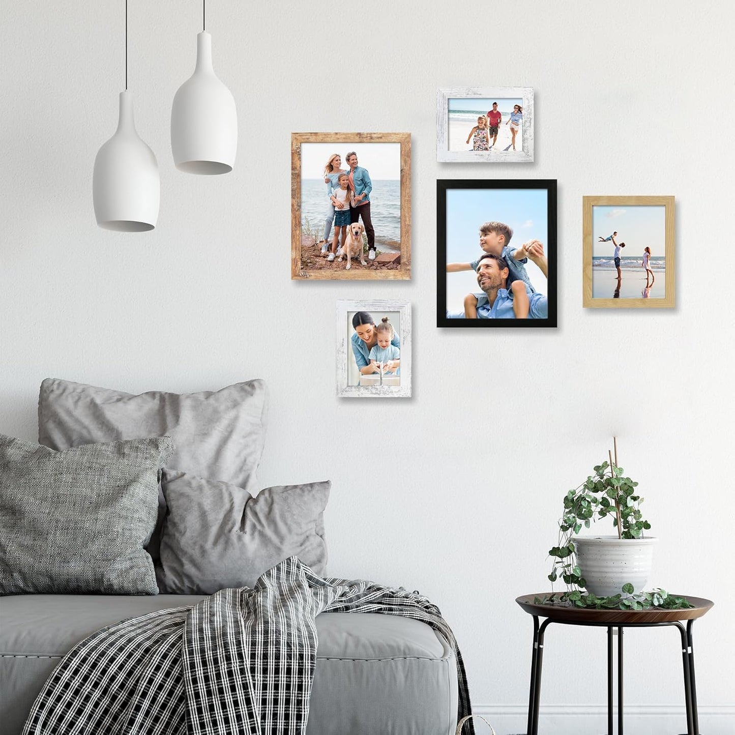 iRahmen 8x10 Picture Frame Set of 4, High Definition Real Glass 8 x 10 Photo Frames for Desktop Display and Wall Mounting(Distressed White+Oak+Rustic Brown+Black)