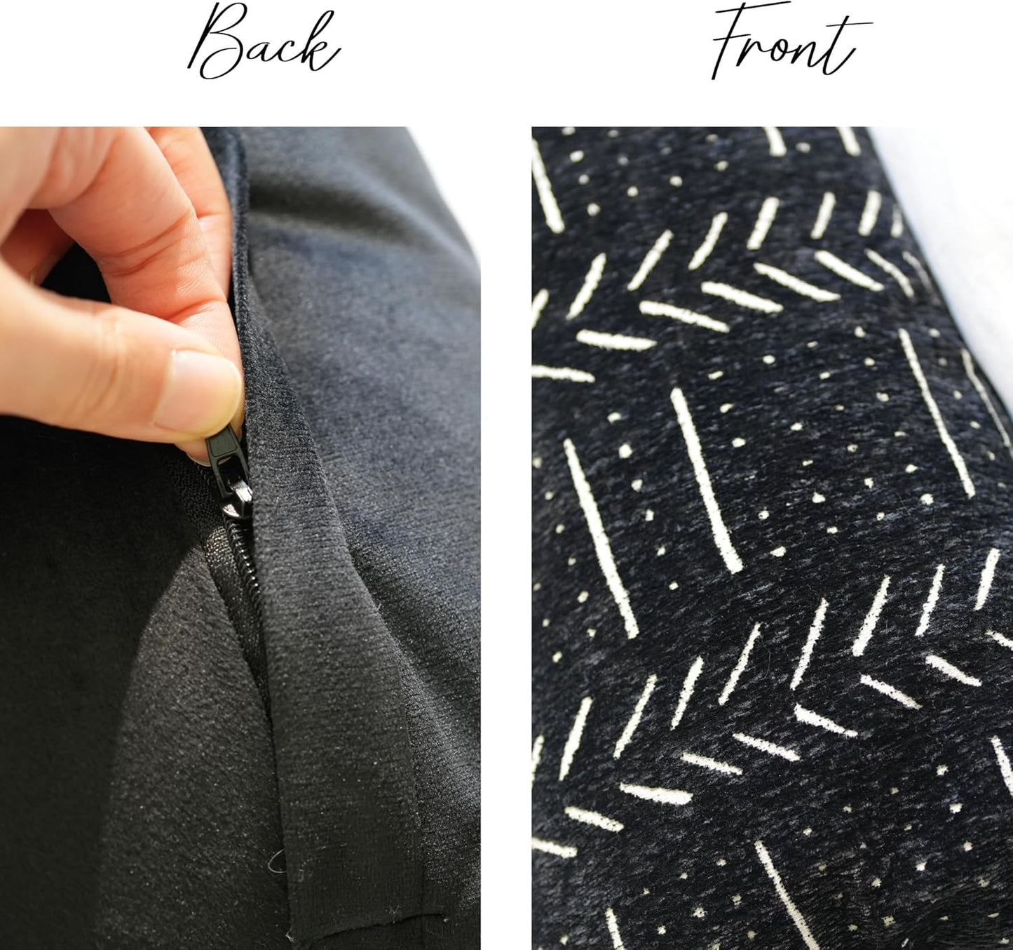 BlissBlush Black Decorative Lumbar Throw Pillow Covers 12X20, Set of 2, Boho Farmhouse Cushion Cover, Soft Accent Pillowcase for Couch Sofa Bed Living Room Home Décor