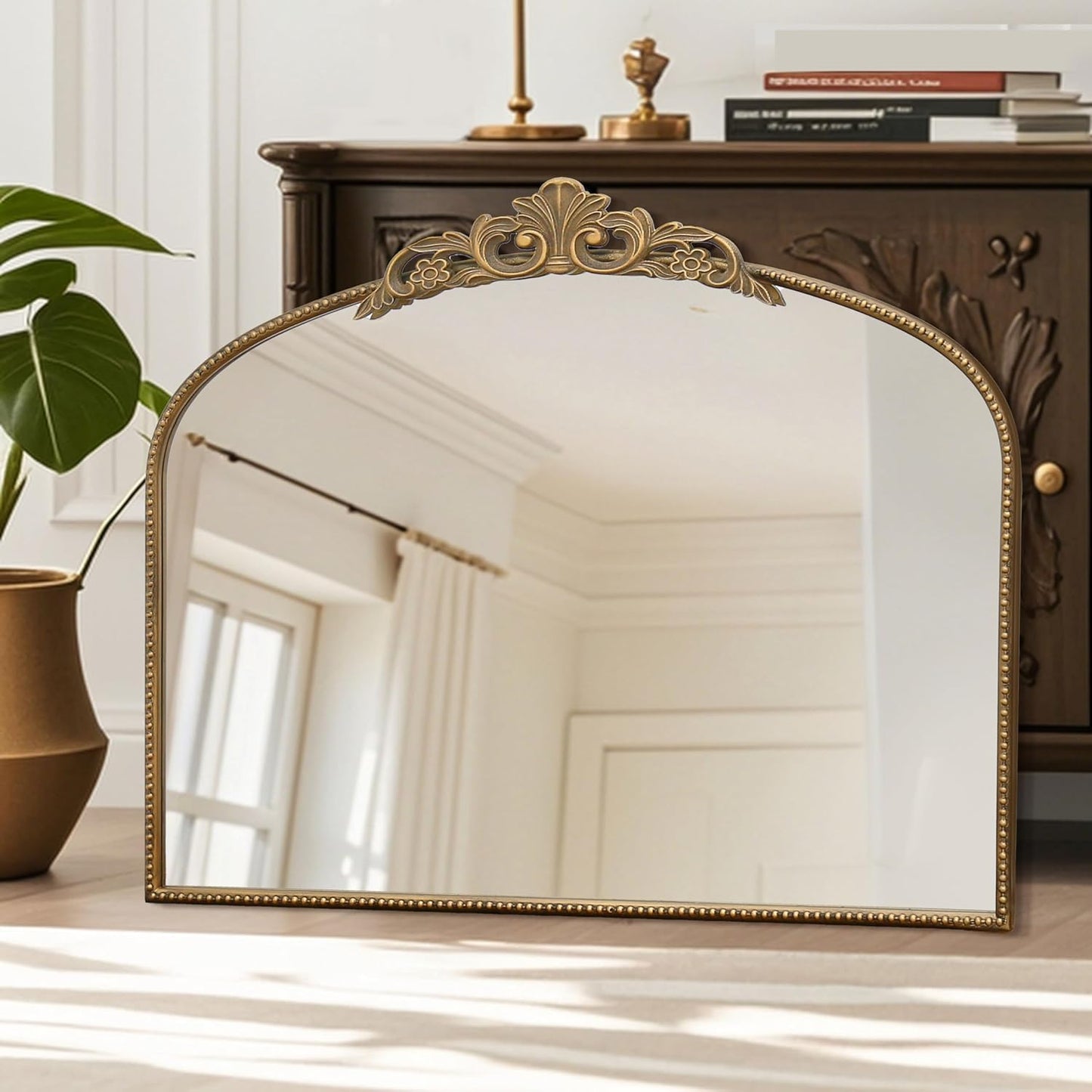 Micasso Large Gold Antique Mirror: 40"x 30" French Baroque Arched Mirror - Traditional Ornate Vintage Mirrors for Wall/Mantel/Entryway/Bathroom/Hallway - Home Decor for Living Room