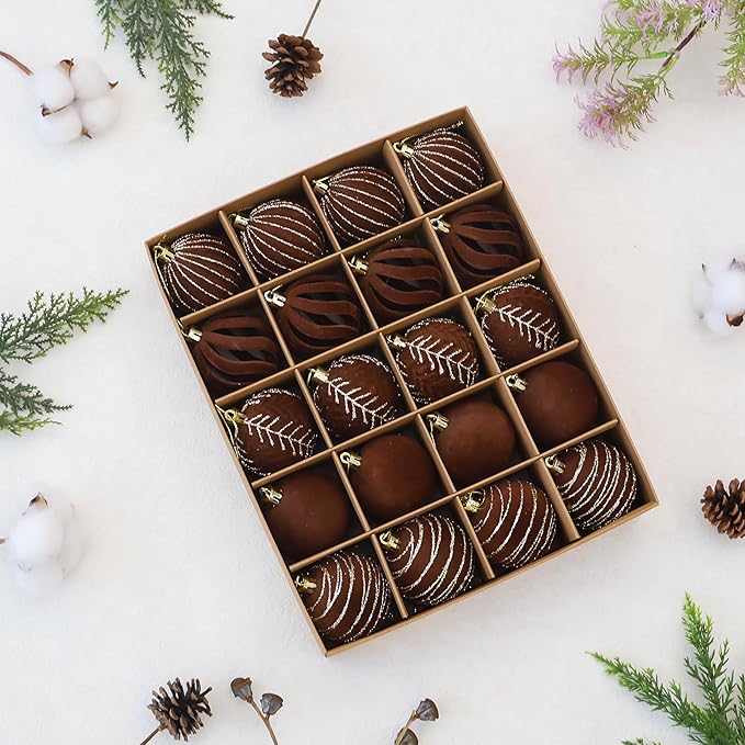 20PCS Velvet Ornaments for Christmas Tree, 2.36INCH Glitter Flocked Christmas Ornaments Decorations Balls Set Decor