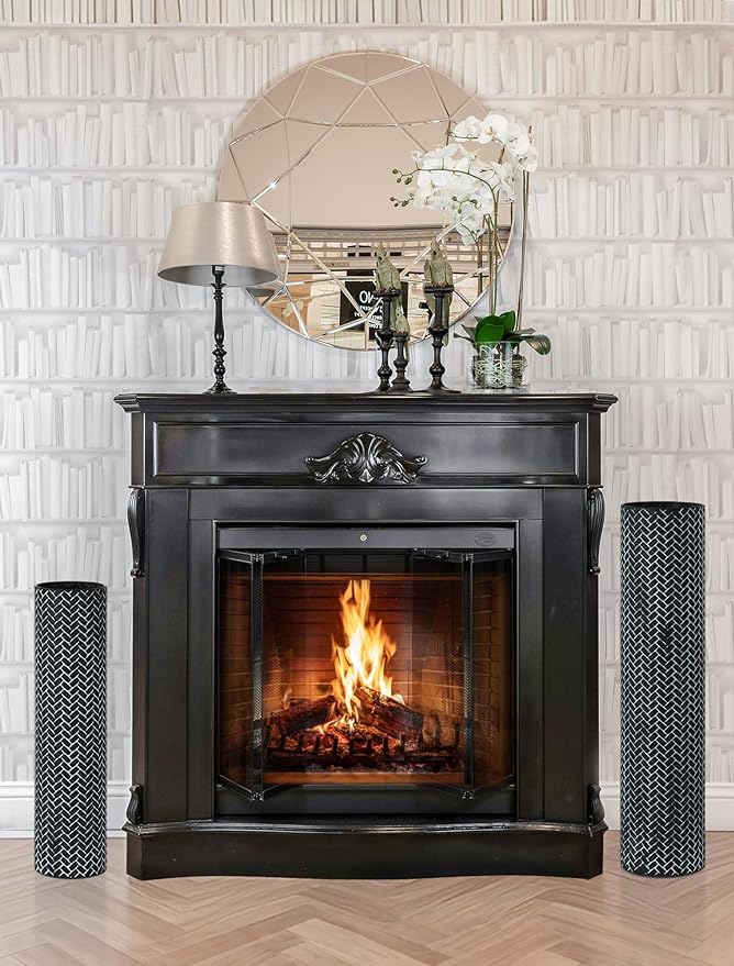 Sziqiqi Black Tall Floor Vase: 27.6/21.7in Metal Modern Cylinder Floor Vases - Woven Texture Extra Large Decorative Vase Set of 2 Home Decor for Living Room Bedroom Home Corner Indoor Office