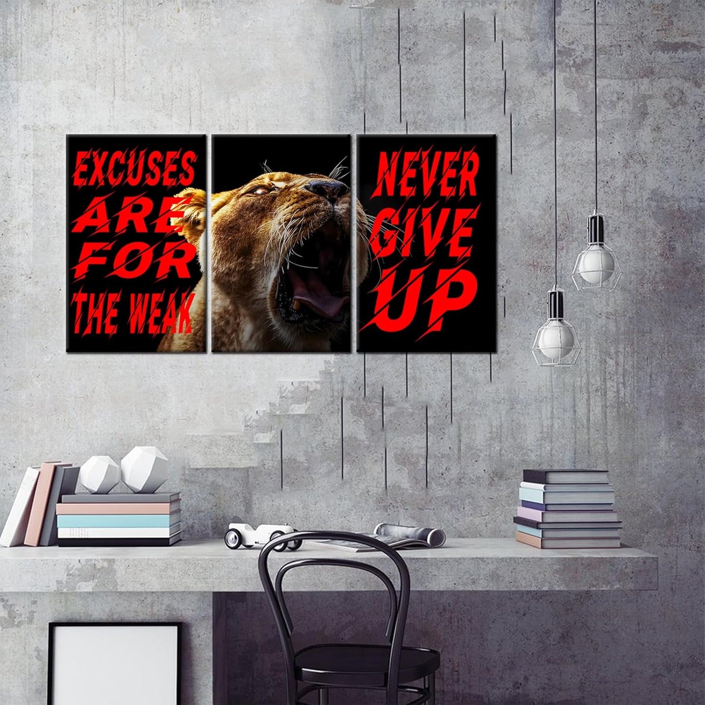 Inspirational Canvas Wall Art Excuses Are For The Weak Poster Print Entrepreneurs Quotes Picture Painting Talent Phrase Wall Decor for Office School Wall Decoration Stretched and Framed [48''Wx24''H]