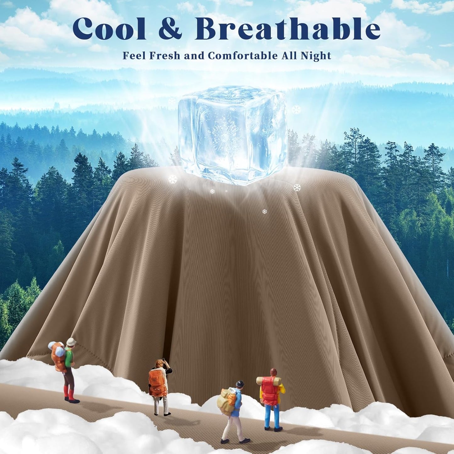 Cooling Comforter King Size, Double-Sided Cooling Blanket for Hot Sleepers & Night Sweats, Arc-Chill Q-Max > 0.4 Breathable Ice Blanket, Lightweight Cold Comforter (108''x90'', Brown)
