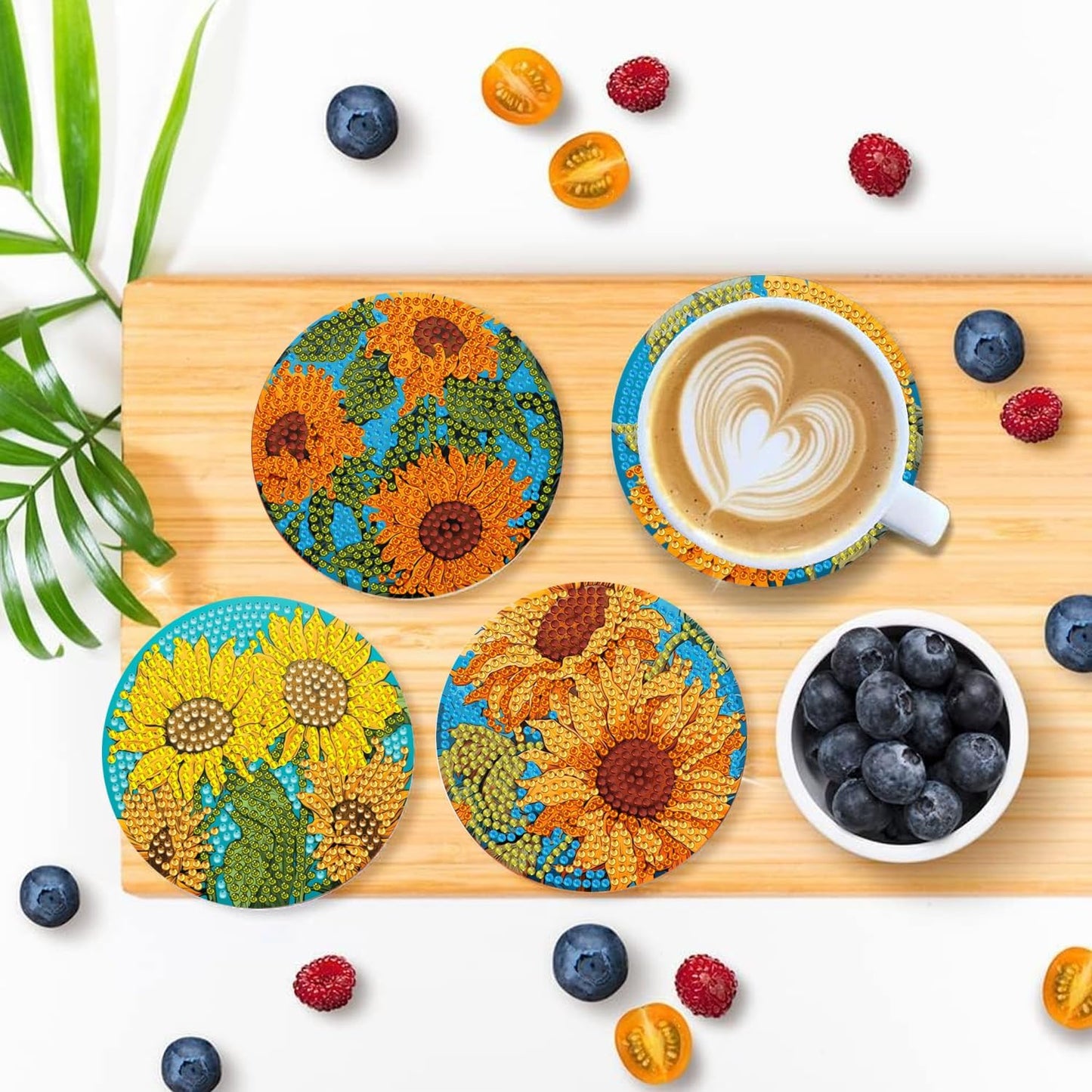 EWJRNSF 6 PCS Diamond Painting Coaster Set - Small Diamond Painting Coasters Kit for Beginners and Adults - Art Craft Supplies Item Sunflower