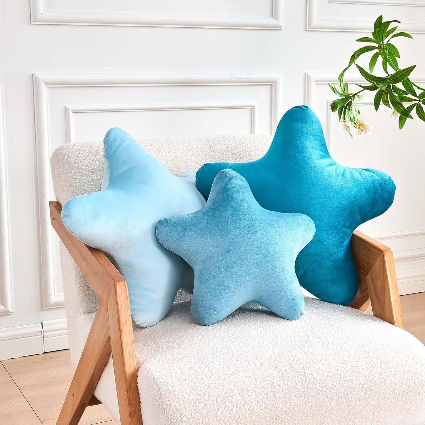 Blue Star Throw Pillow, Cute Star Pillow Room Decor, Soft 19.6" Star Shaped Decorative Throw Pillow for Bedroom, Star Plush Floor Cushions Pillows