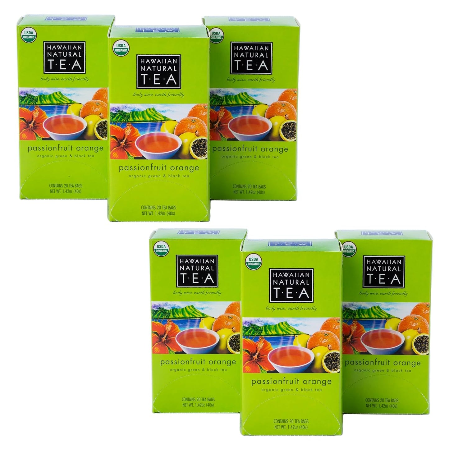 Hawaiian Natural Tea Passion Fruit Orange Flavored Organic Tea - Tropical Fruit Green Tea Blend with Black Tea - Perfect Daily Cup & Gift for Tea Lovers - 120 Tea Bags