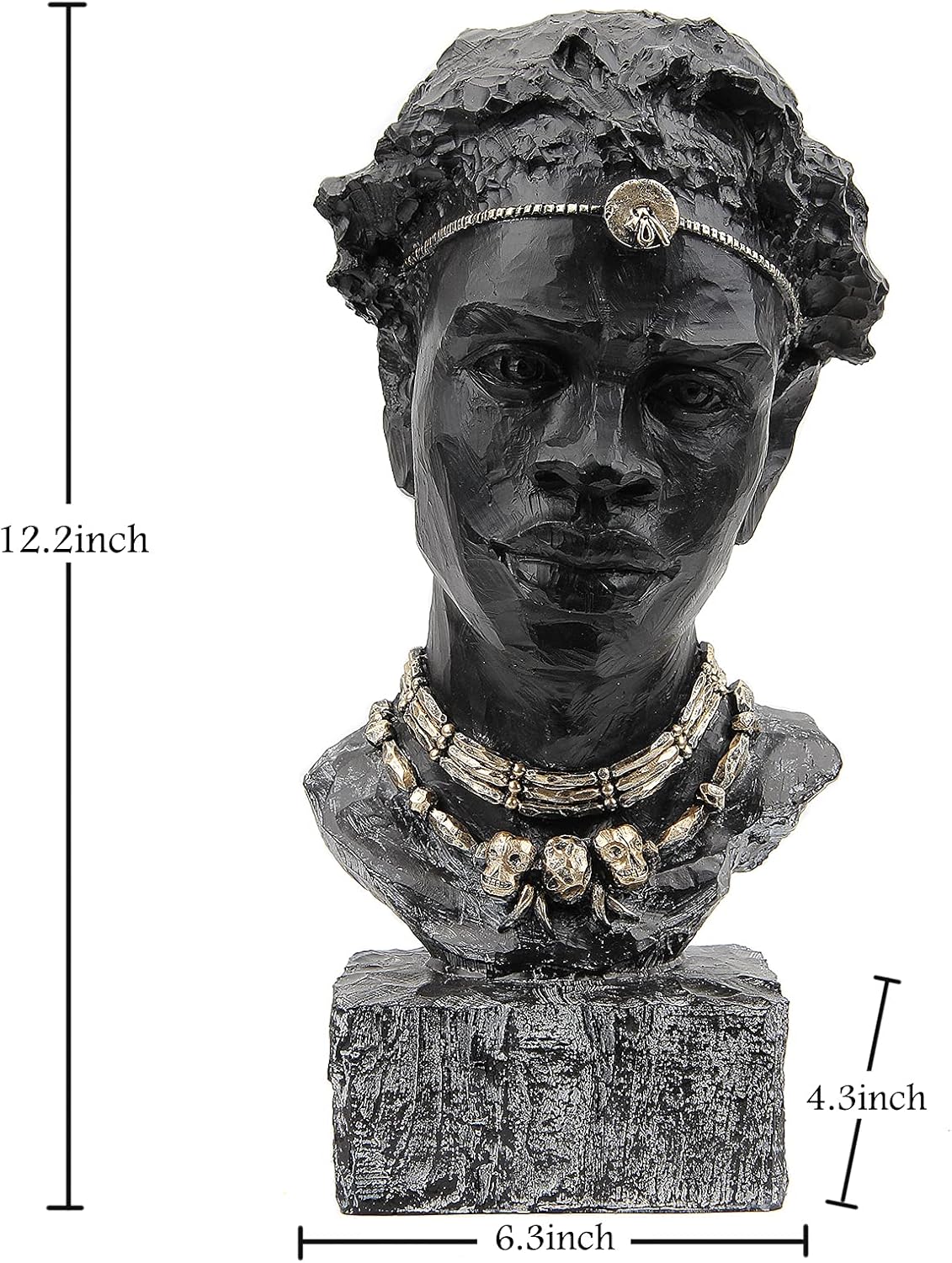 Leekung African Sculpture Resin Figurine, Handmade Home Decor, 12.2x6.3x4.3 inches, Black