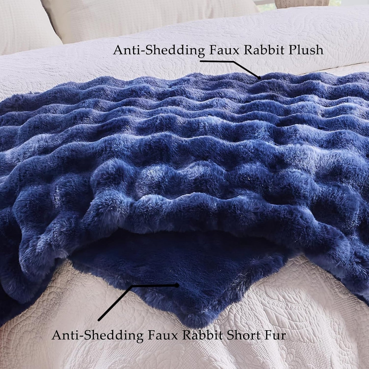 BENVWE Fluffy Faux Fur Throw Blanket for Couch, Soft Plush Thick Cozy Fuzzy Luxury Minky Bubble Blanket for Home Living Room Decor Gift for Women, Tie-dye Blue, 51" x 63", 1100GSM