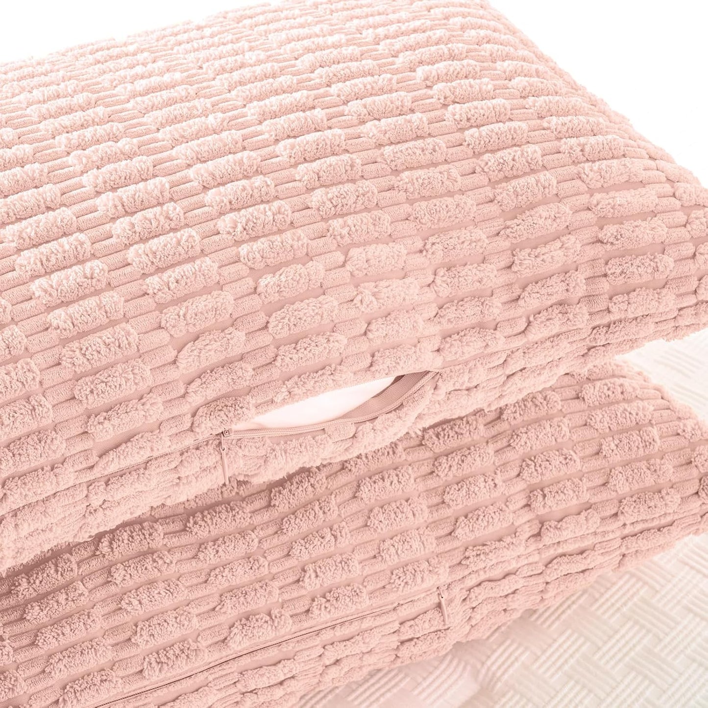 Fancy Homi Blush Pink Long Body Lumbar Lumbar Decorative Throw Pillow Covers 14x36 Inch for Bed Couch Bedroom Bench, Soft Corduroy Rectangle Solid Pillow Case, Rustic Farmhouse Boho Room Decor