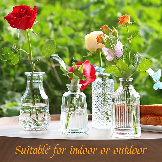 Glass Bud Vases in Bulk Set of 30 Pcs,Small Glass Vases for Flowers as Wedding Centerpieces for Tables,Clear Flower Vases Suitble for Wedding Decorations,Christmas Home Decor (Clear, 30 pcs)