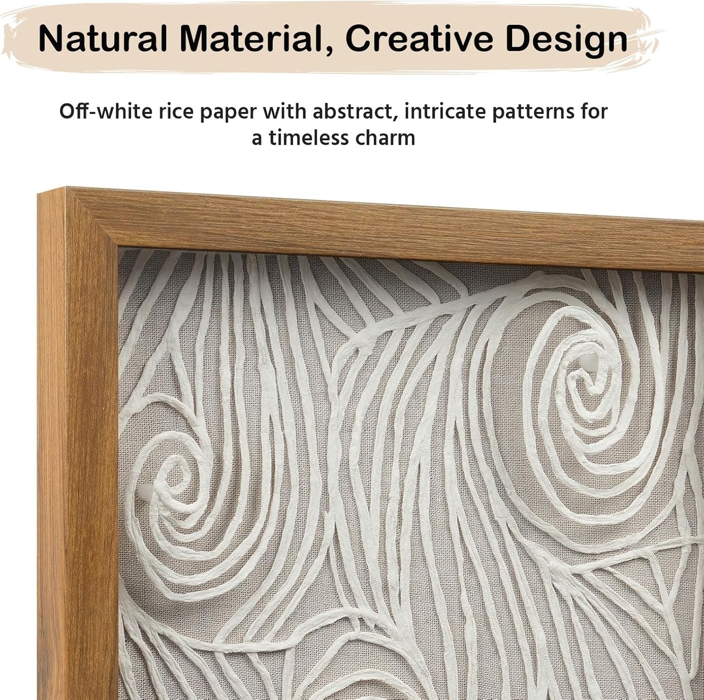 FOLKOR 12" Neutral Abstract Wall Art for Hallway Entryway, 3D Rice Paper Shadow Box Art Decor for Boho Living Room Bedroom Decoration, Maximalist Artwork Gift for Mom Grandmother Sister Friend