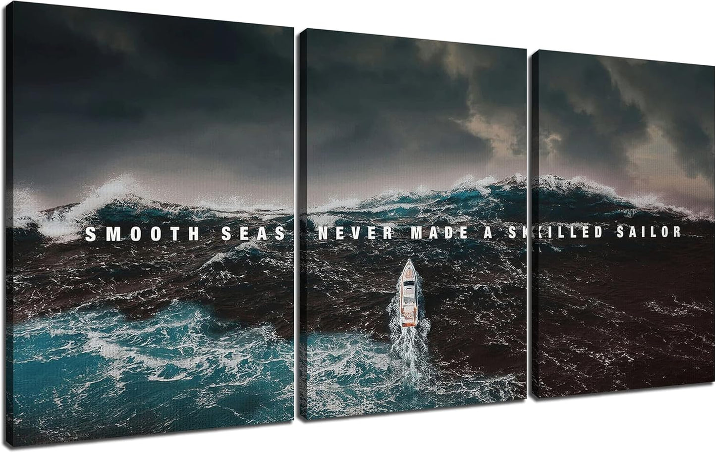 GoForArt Inspirational Canvas Wall Art, Famous Quote Prints Motivational Wall Decor, Boat Sea Poster for Office Living Room, Ocean Bedroom Dining Room Artwork Home Decoration 36x16in