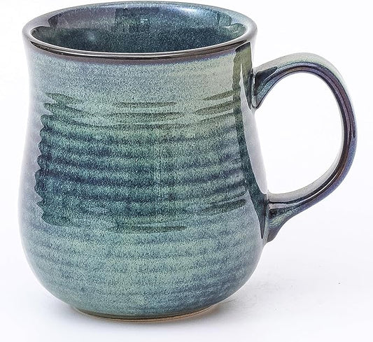 21 oz Large Ceramic Coffee Mugs, Pottery Mug Handmade, Ceramic Tea Cups with Handle for Office and Home, Dishwasher and Microwave Safe (Green)