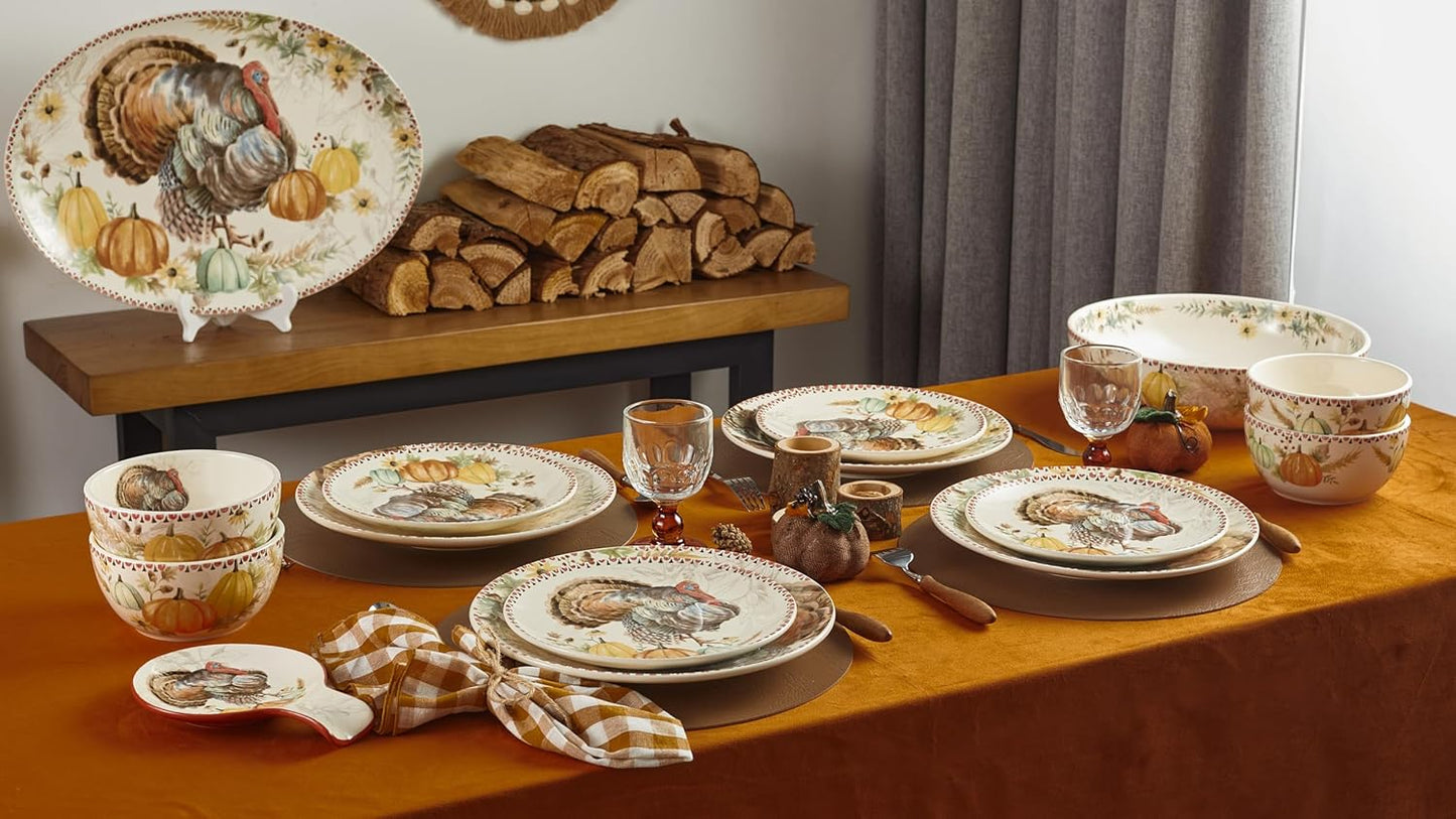 Bico Blessing Season Ceramic Salad Plates, 8.75 inch, Set of 4, for Salad, Appetizer, Microwave & Dishwasher Safe