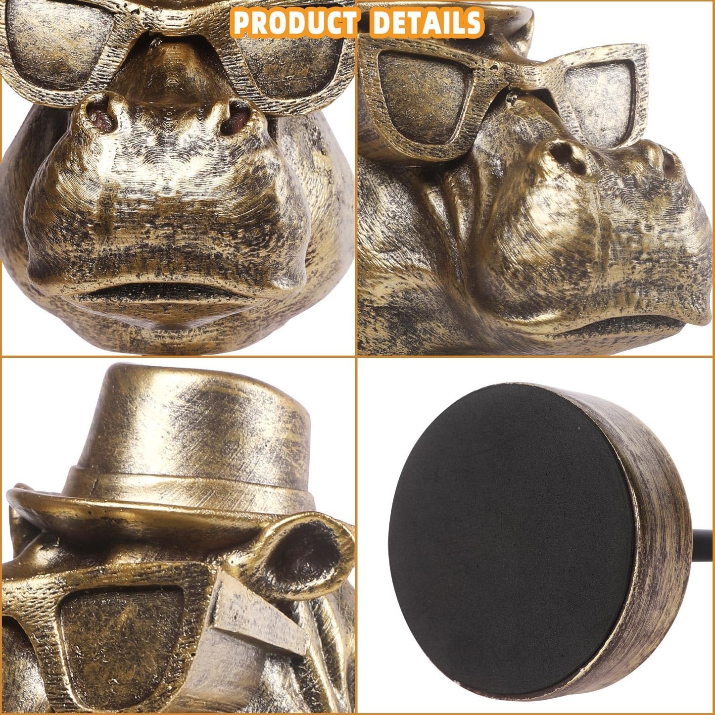 Handcrafted Resin Sculpture (Hippopotamus)- Statue Decoration Modern Home Decor Accent, Trending Living Room & Office Decor, Elegant Tabletop & Shelf Decor for Desk, Bookshelf, Nightstand