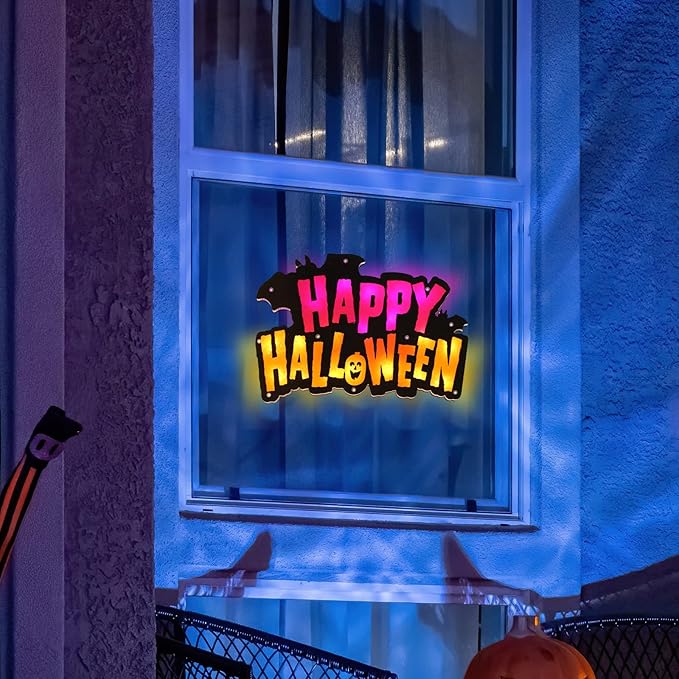 20LED Lighted Happy Halloween Window Silhouette Decoration, Halloween Decoration (Happy Halloween)