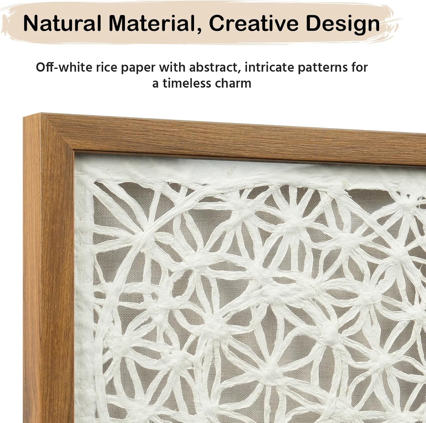 FOLKOR Boho Wall Art Living Room Decor, 12" Framed Rice Paper Shadow Box Art for Bedroom Decoration, Abstract Floating Wall Hanging Sculpture Accent for Modern Contemporary Home Improvement