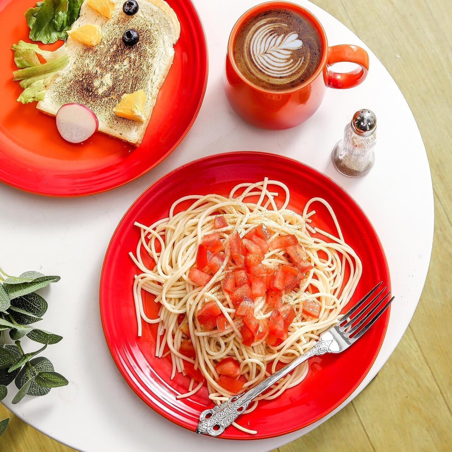 Hasense Ceramic Dinner Plates Set of 2, 10 Inch Premium Dinnerware Dishes, Salad Serving Plates Elegant & Durable, Oven, Microwave & Dishwasher Safe,Perfect for Family and Entertaining,Gradient Orange