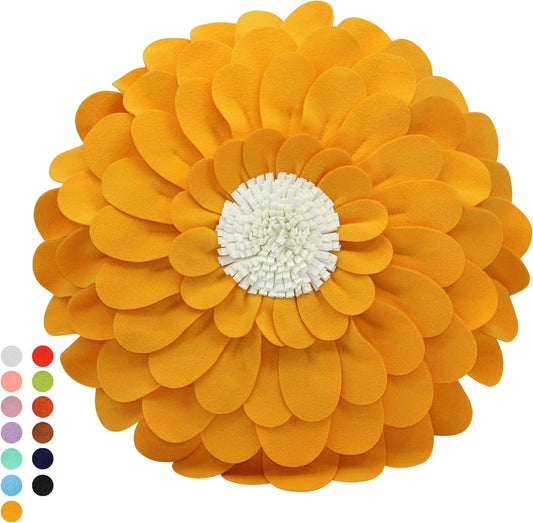 Decorative Flower Pillows – 3D Happy Daisy Flower Throw Pillow - Flower Shape Design Patented-Flower Shaped Pillow For Home Décor – Round Throw Pillows Soft & Cozy - Couch & Bed Flower Shape Pillow