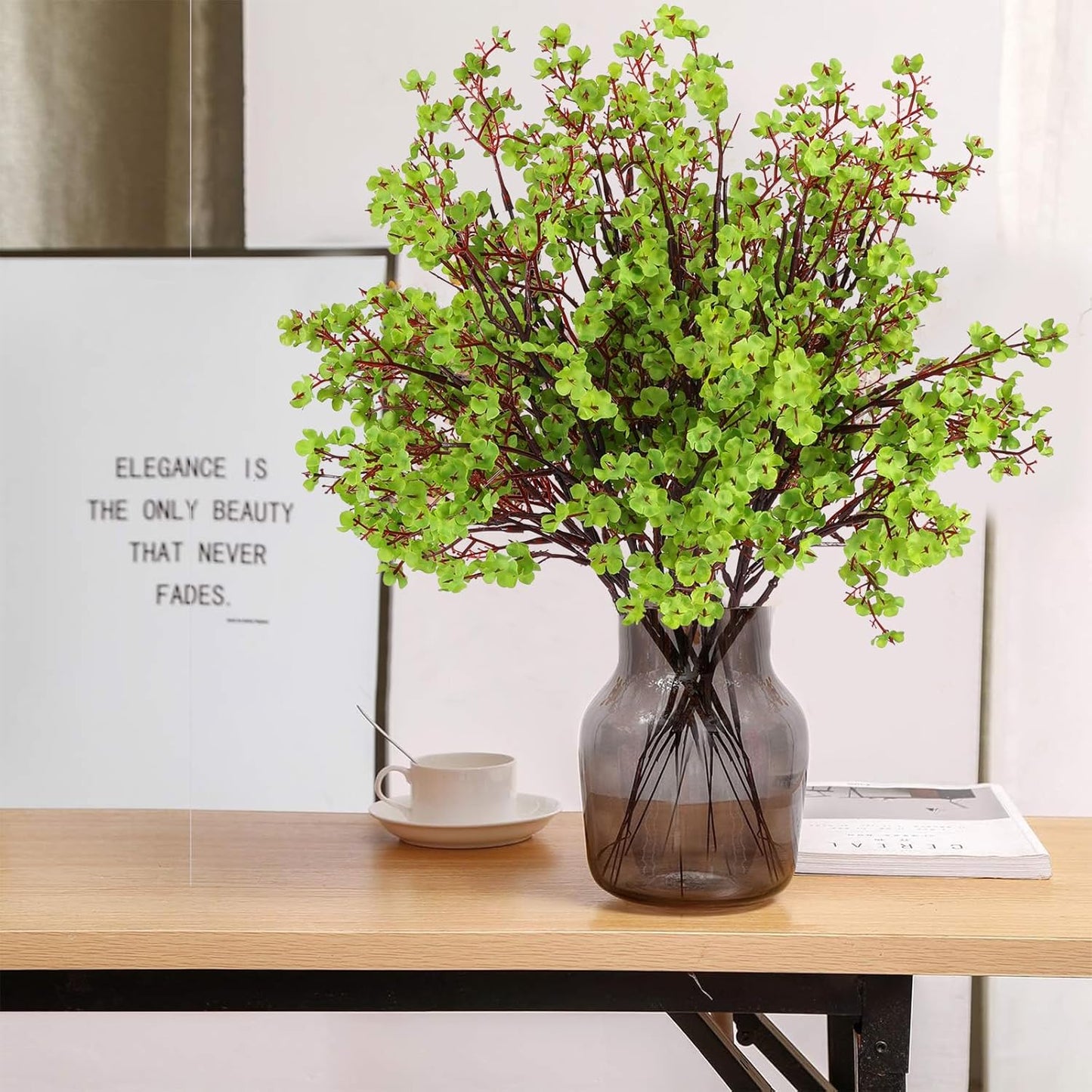 Hananona 10 Pcs Babys Breath Green Flowers Artificial Gypsophila Flowers St. Patrick's Day Fake Silk Flowers for Home Decor Spring Floral Arrangement Table Centerpieces