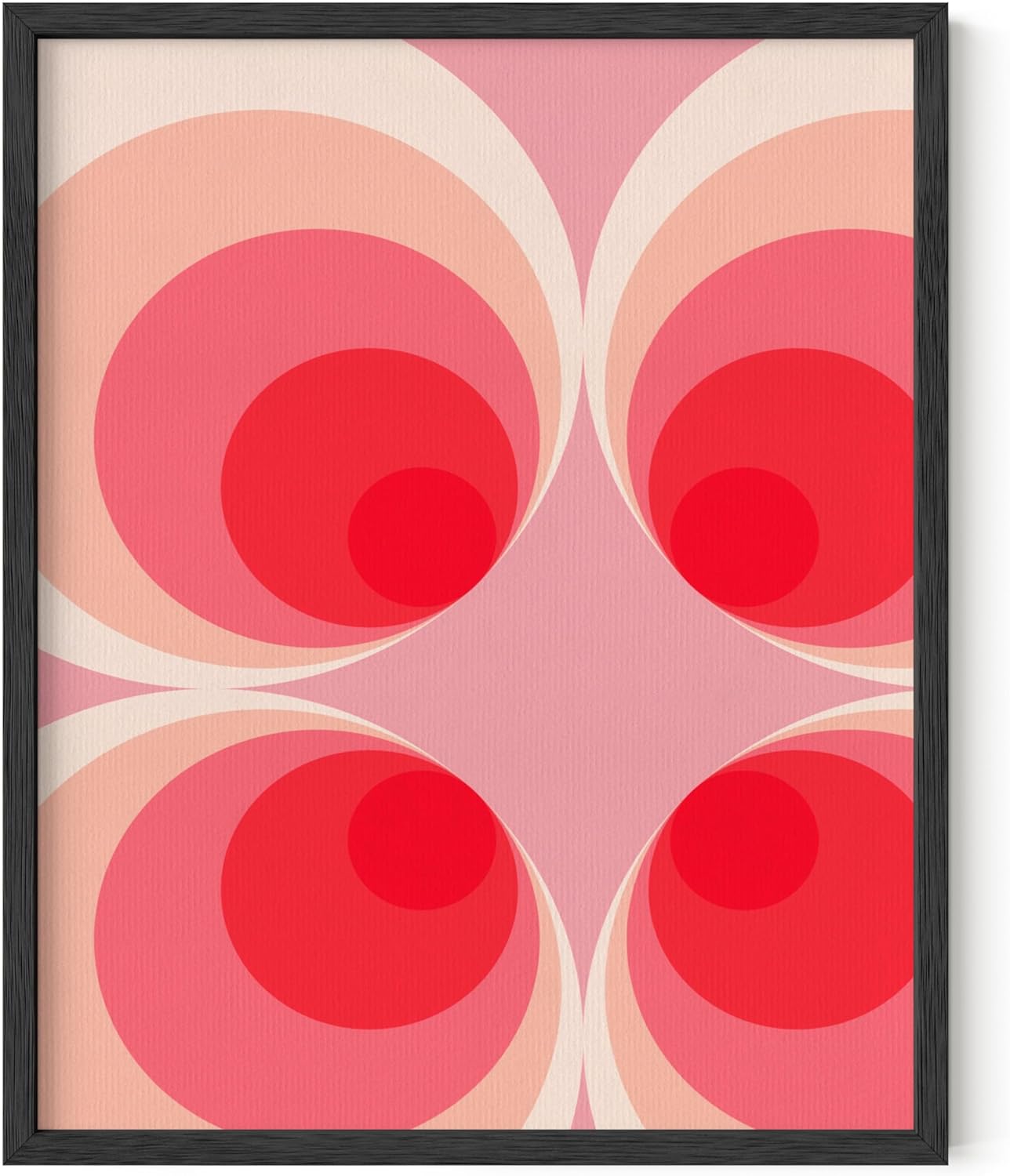 HAUS AND HUES Colorful Abstract Wall Art - Minimalist Retro Picture for Living Room Decor, Red and Pink Modern Wall Art Painting (Pink Mod, Unframed, 8x10)