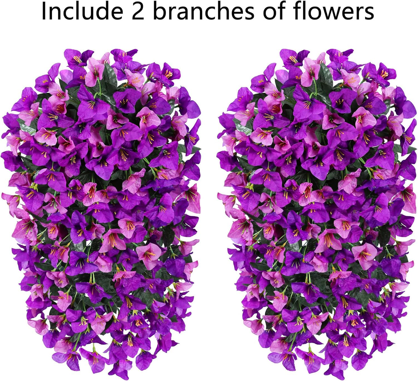HyeFlora Bougainvillea Artificial Hanging Flowers Plants for Outdoors Decoration, 2pcs Fake Flowers Silk Bougainvillea Vines Realistic UV Resistant Faux Flowers for Outdoor Planters Porch Patio, Mix