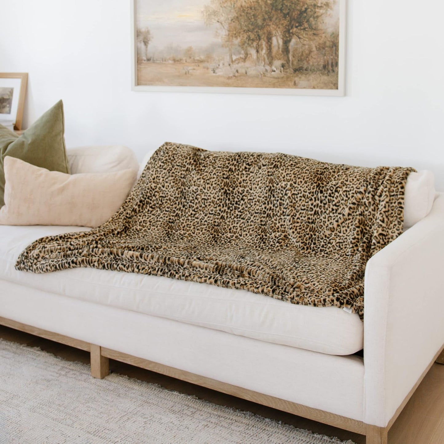 GRACED SOFT LUXURIES Throw Blanket Softest Warm Elegant Cozy Cheetah Faux Fur for Home, Couch, Sofa, Bed, Living Room (Classic Leopard, Large 50" x 60")