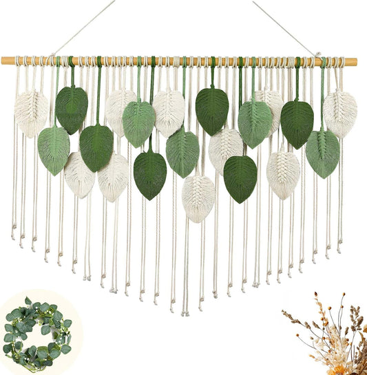 Large Macrame Wall Hanging Handmade Boho Tapestry 43"x32" - Wall Art Decor for Living Room, Bedroom, Wedding (Green)