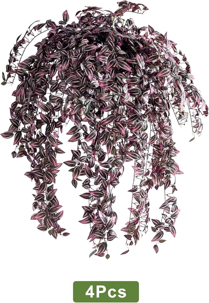 4PCS Fake Plants Decor,Artificial Watermelon Vine for Home Decor Indoor,Fake Ivy Plants Realistic Faux Plants Indoor for Home Living Room Bedroom Office Decoration