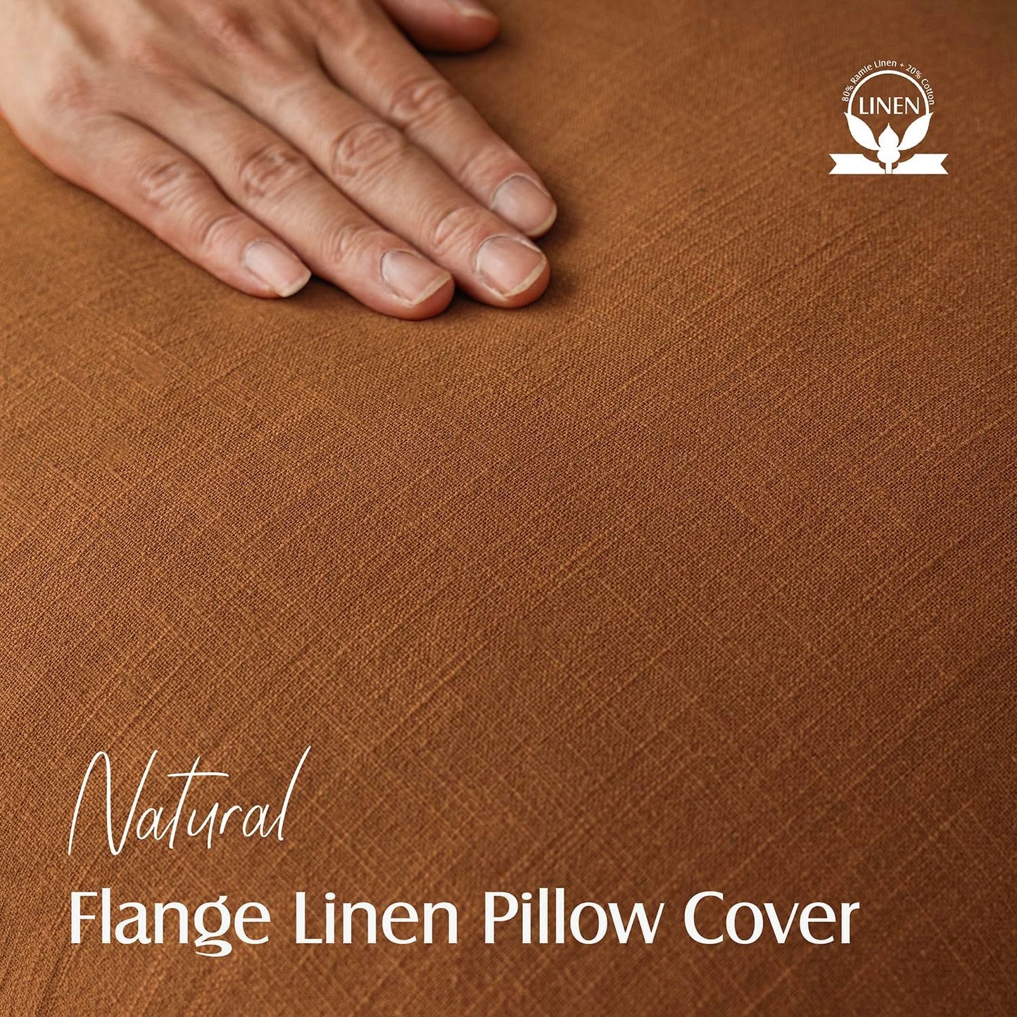 Foindtower Set of 2, Decorative Linen Soild Throw Pillow Covers Soft Accent Cushion Euro Case Boho Farmhouse Pillowcase for Chair Couch Sofa Bedroom Living Room Home Decor 22 x 22 Inch Autumn Orange