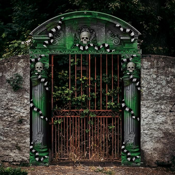 3 Pcs Halloween Cemetery Archway Halloween Cemetery Banners Gothic Outdoor Banners Sign Banner Decorations for Outdoor Party Supplies (Scary)
