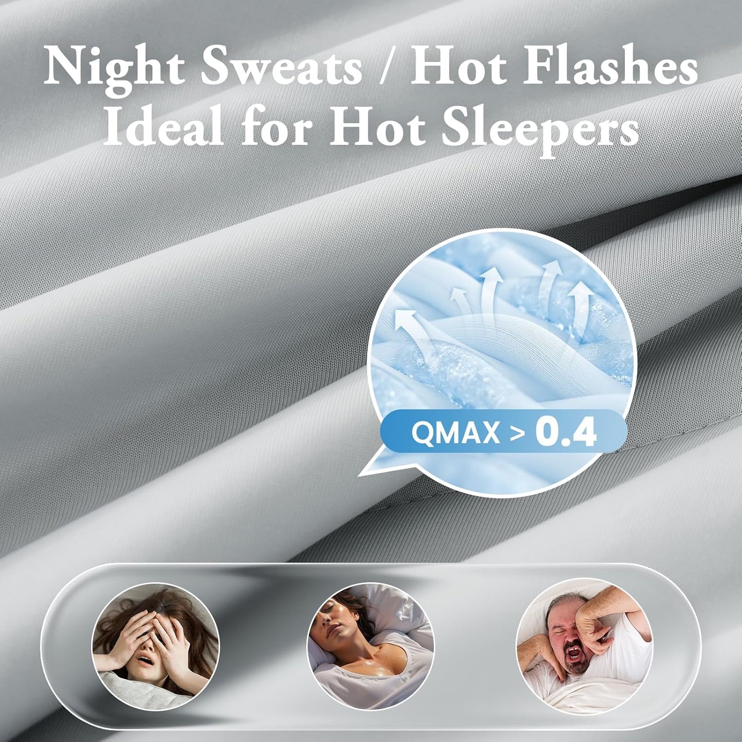 COHOME Cooling Comforter King/Cali King, Cooling Blanket for Hot Sleeper and Night Sweats, Cold Touch Fabric Absorbs Body Heat, Double-Sided Cool Design Soft Fluffy (Grey, (108"x90"))