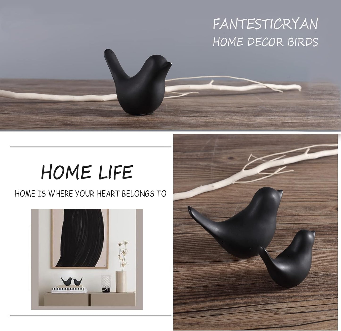 FANTESTICRYAN Small Animal Statues Home Decor Modern Style Black Decorative Ornaments for Living Room, Bedroom, Office Desktop, Cabinets…